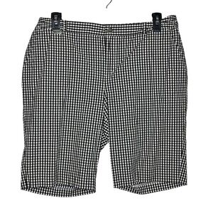 Lauren Ralph Lauren Gingham Bermuda Shorts Plus Size 16W Black White Casual Golf